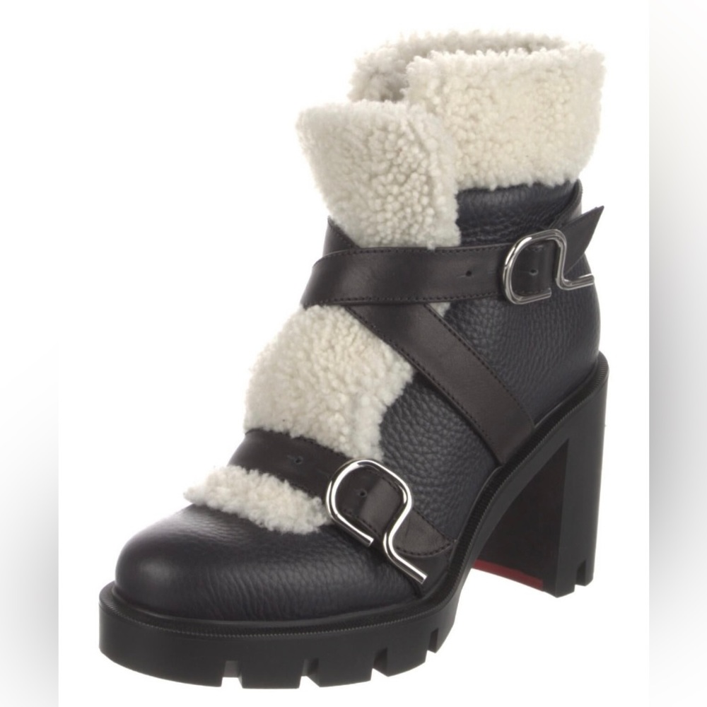 Christian Louboutin Fur Lined Leather Heeled Boots